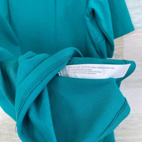 Eloquii Cut Out Peplum Blouse Green Stretch Ponte Knit Womens Plus Size 18 - Picture 7 of 10